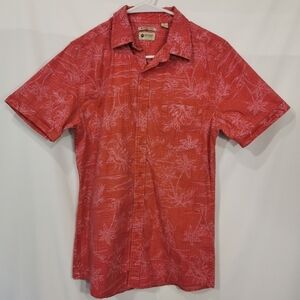 Haggard Clothing Stretch Tropical Button Down Casual Shirt Red w/White - Sz M